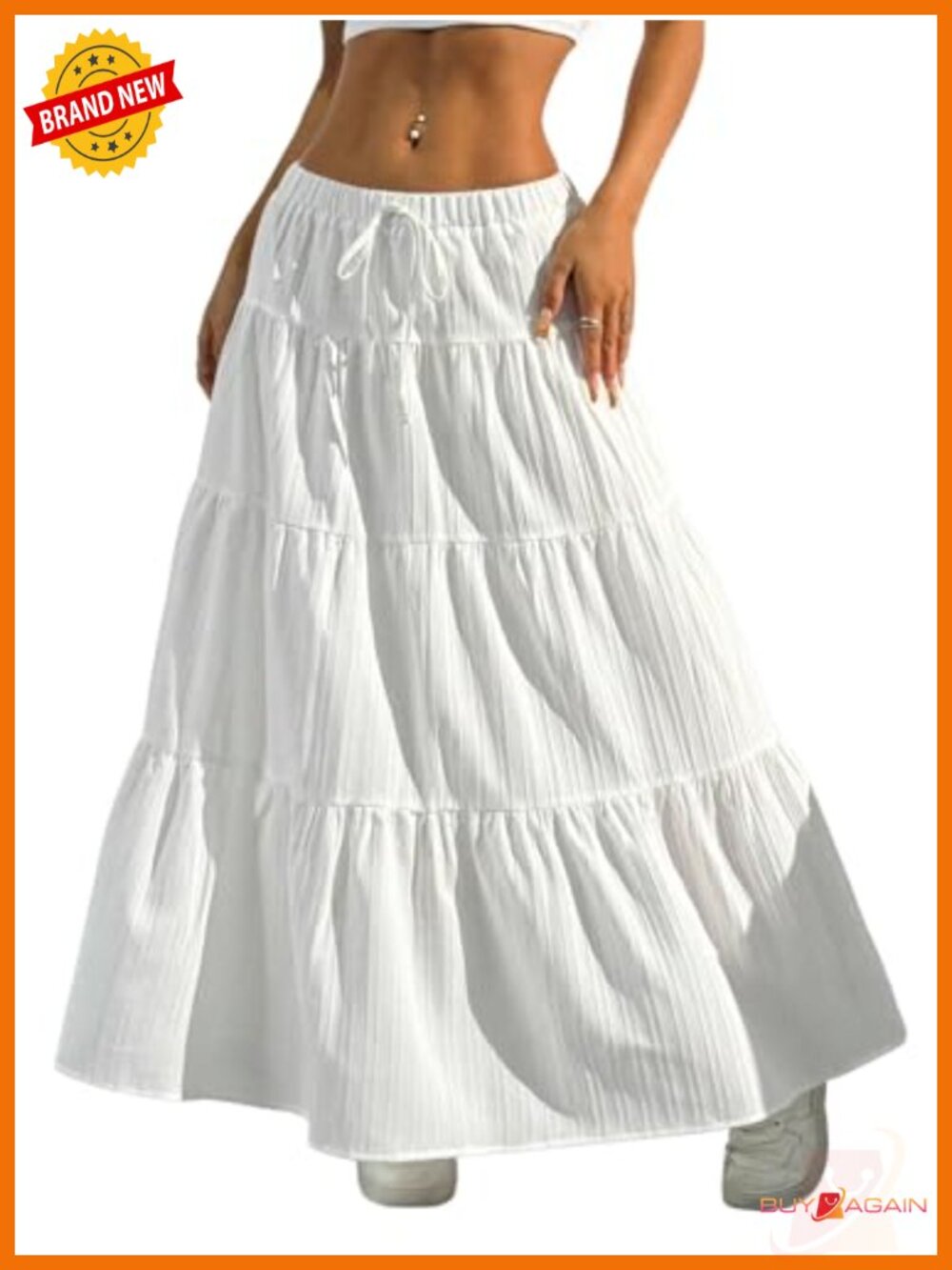Boho Flowy Maxi Skirt with Ruffle Hem for Summer